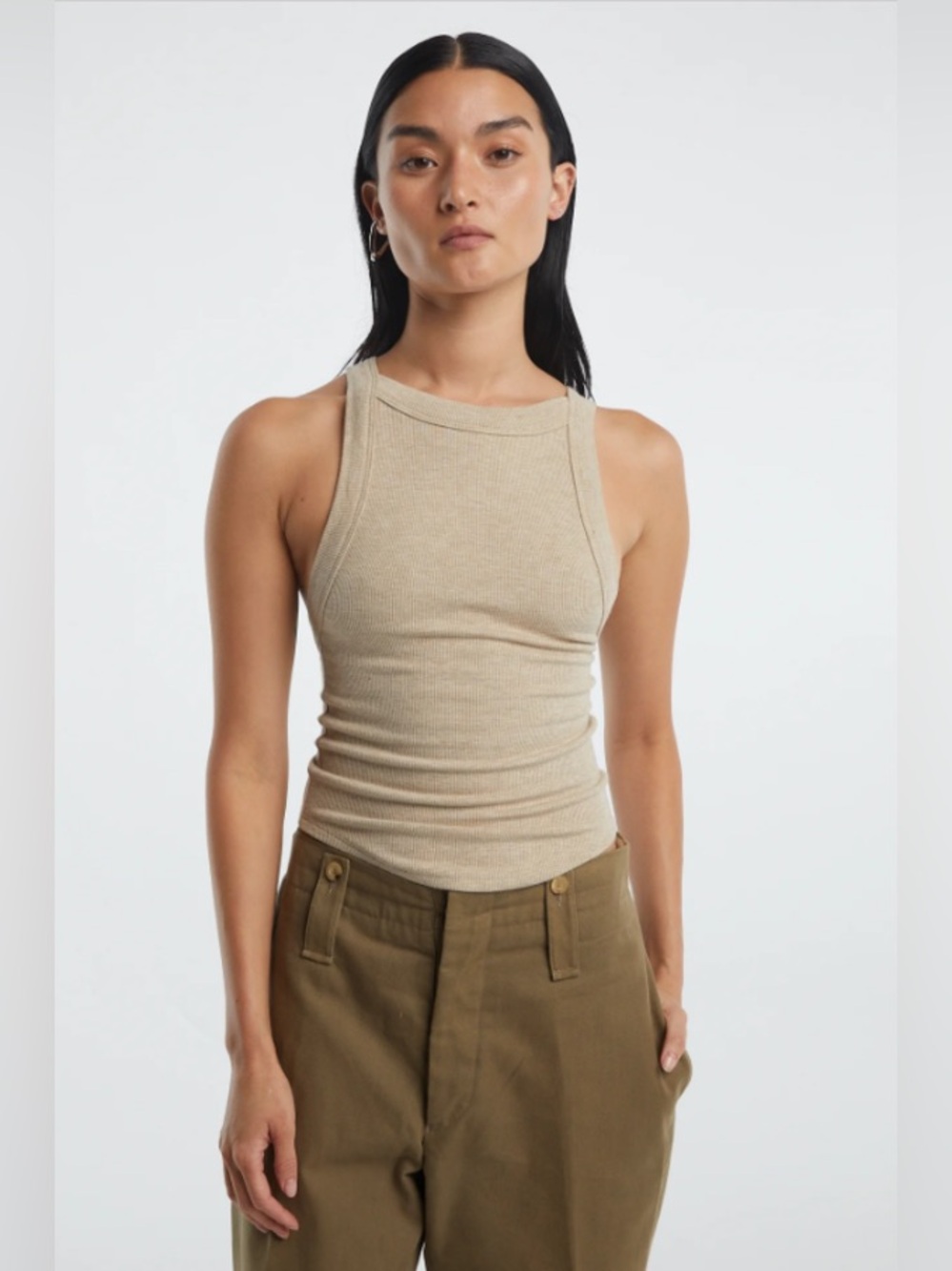The Line by K Ximeno Tank in Beige Melange